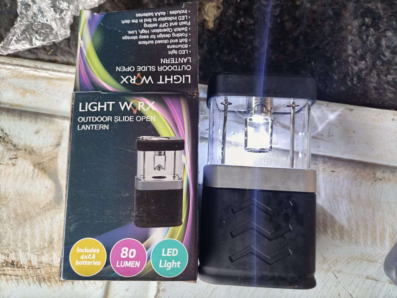 Lot 4 Brand new lightworx outdoor slide open lantern E Hawker