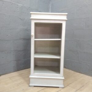 Painted Single-Door Display Cabinet with 3 Shelves — Needs Glass Replacement