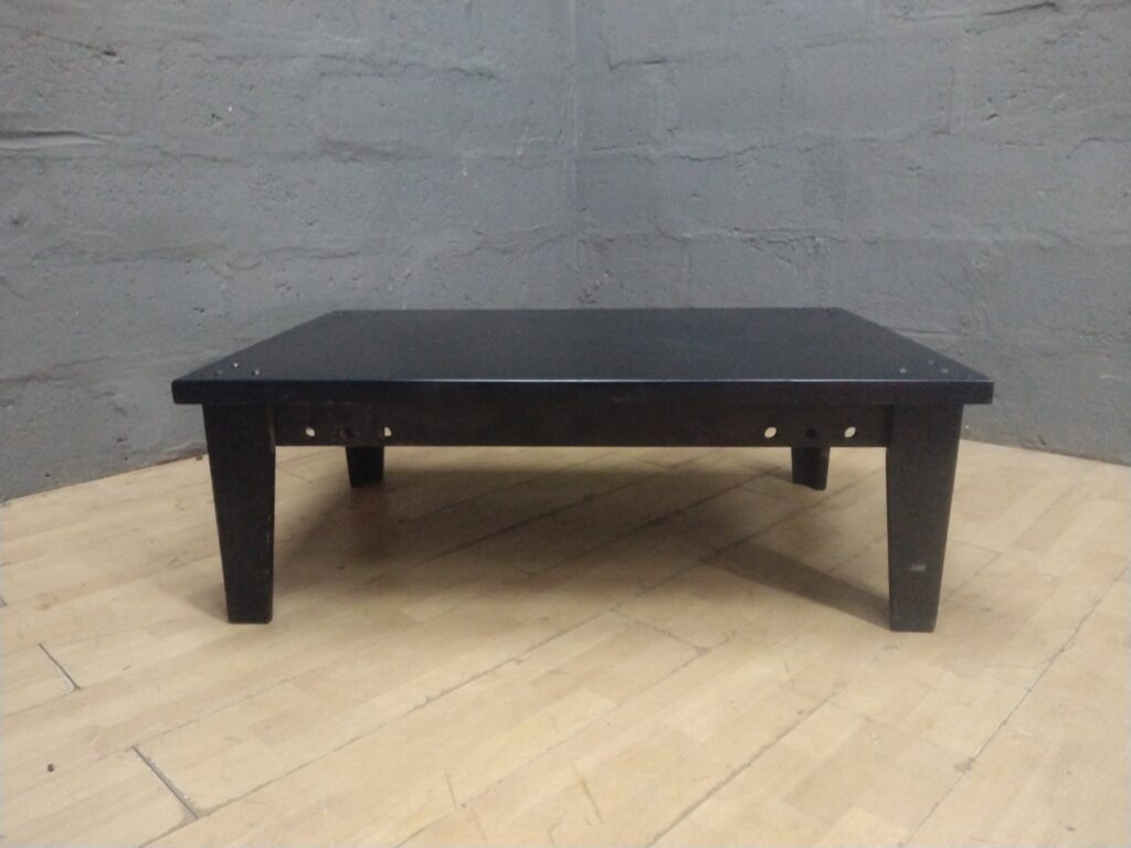 Black Rectangular Low Coffee Table with Decorative Rivets