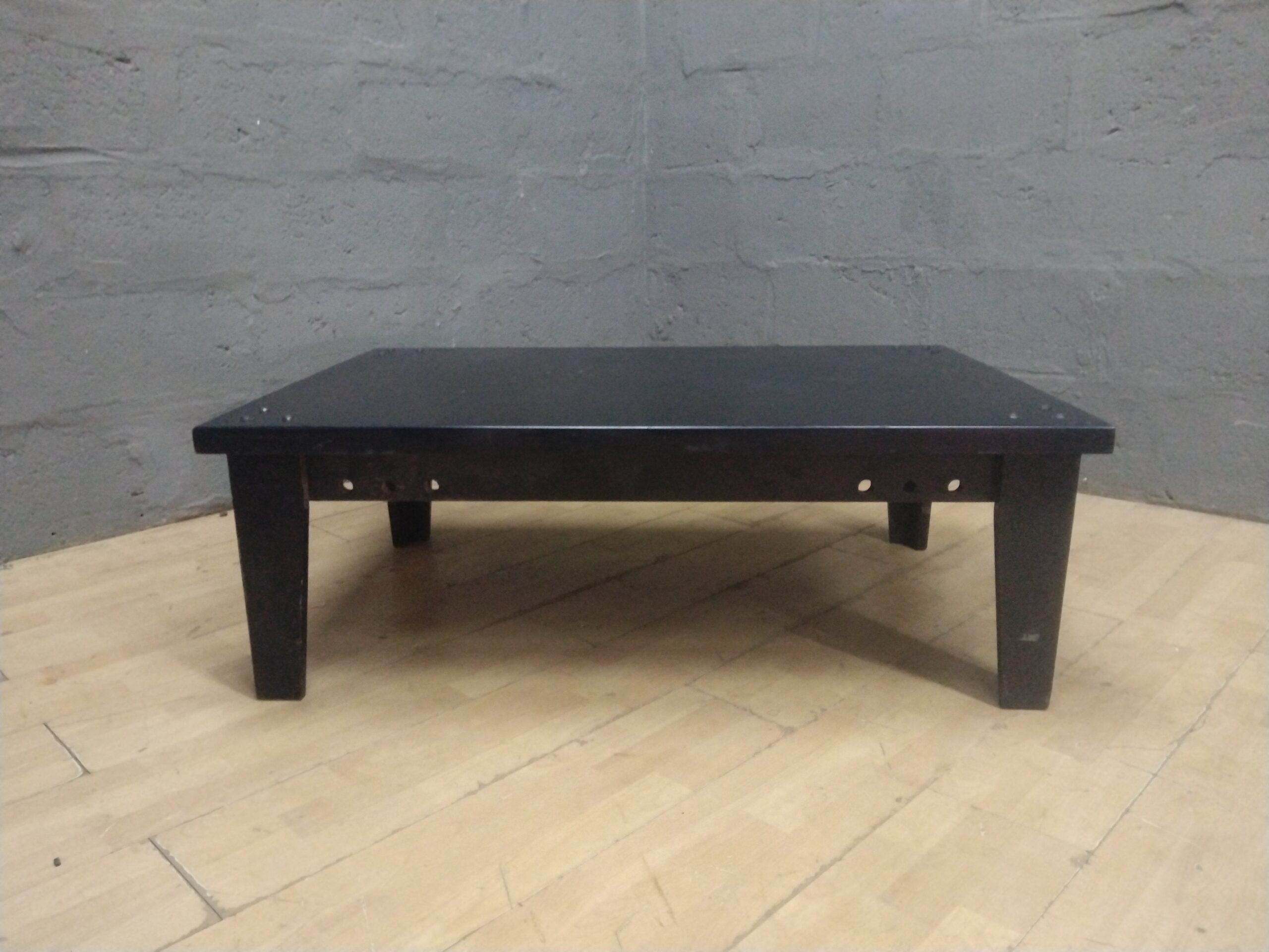 Black Rectangular Low Coffee Table with Decorative Rivets