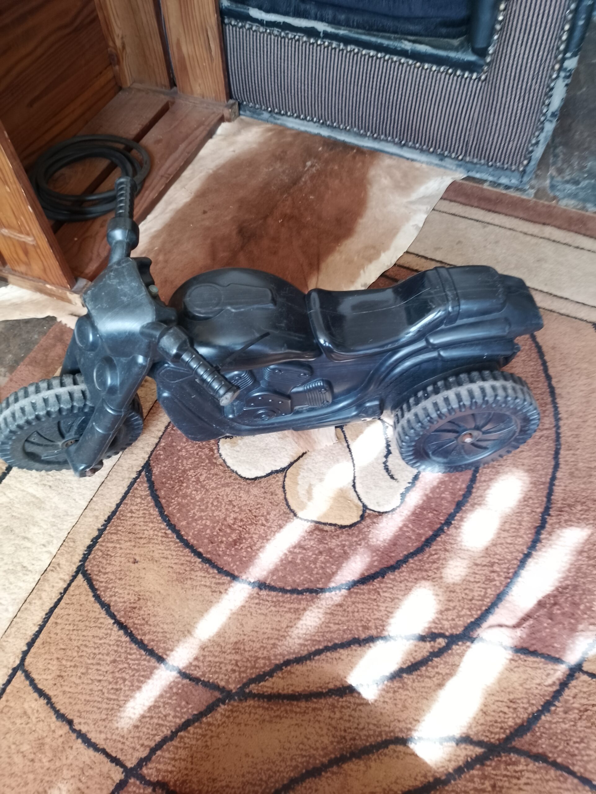 Black Plastic Toddler Ride-On Motorcycle — Single Child’s Push Toy