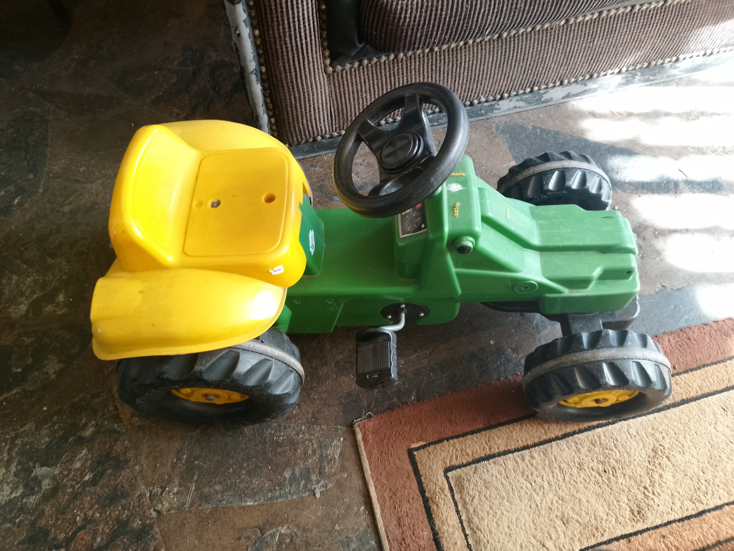 Green & Yellow Toddlers Ride-On Pedal Tractor — Single Child Tractor Toy