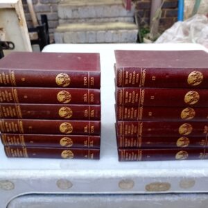 Set of 12 Maroon Hardcover Encyclopaedia Volumes – The New World (spines shown)
