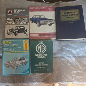 Bulk Lot of 5 Vintage & Classic Car Workshop Manuals – MG, BMW, Chrysler Valiant, Motor’s Auto Repair (1954)