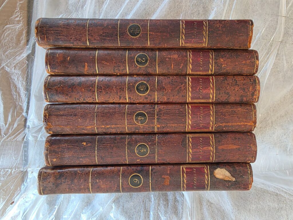 Set of 6 Antique 1794 Plutarch’s Lives, Langhorne Translation – Complete, Leather Bound