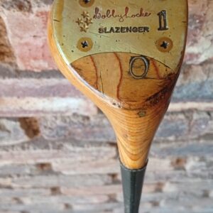 Wooden-Head Golf Driver with Brass Sole Plate (SLAZENGER, vintage appearance)