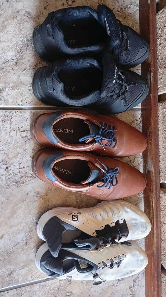 Bundle: Three Pairs of Used Men’s Shoes (Black, Brown, White) Size 8 (seller-claimed)