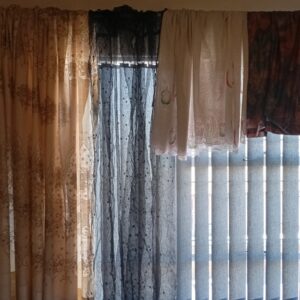 Assorted Curtains Lot — Five Pairs (seller-claimed), Mixed Panels, Beige/Cream Patterns