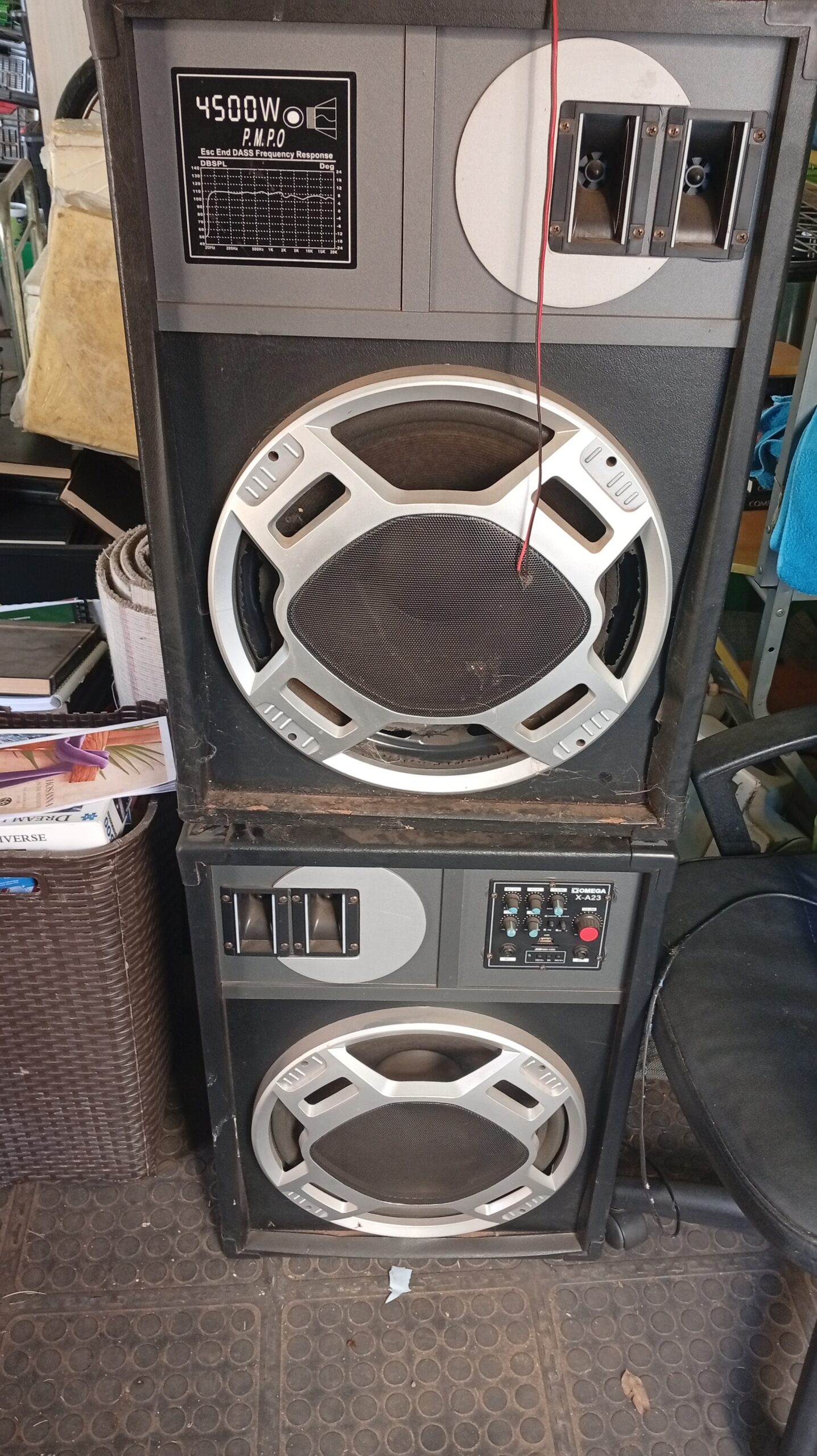 Pair of Omega X-A23 Loudspeaker Cabinets (Set of 2) – Black/Grey