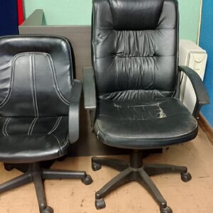 Pair of Black Office Swivel Chairs on Castors (Set of 2)