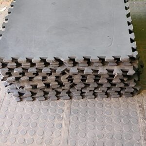 Lot of 20 Black Interlock EVA Floor Tiles, 50 x 50 cm (well used)
