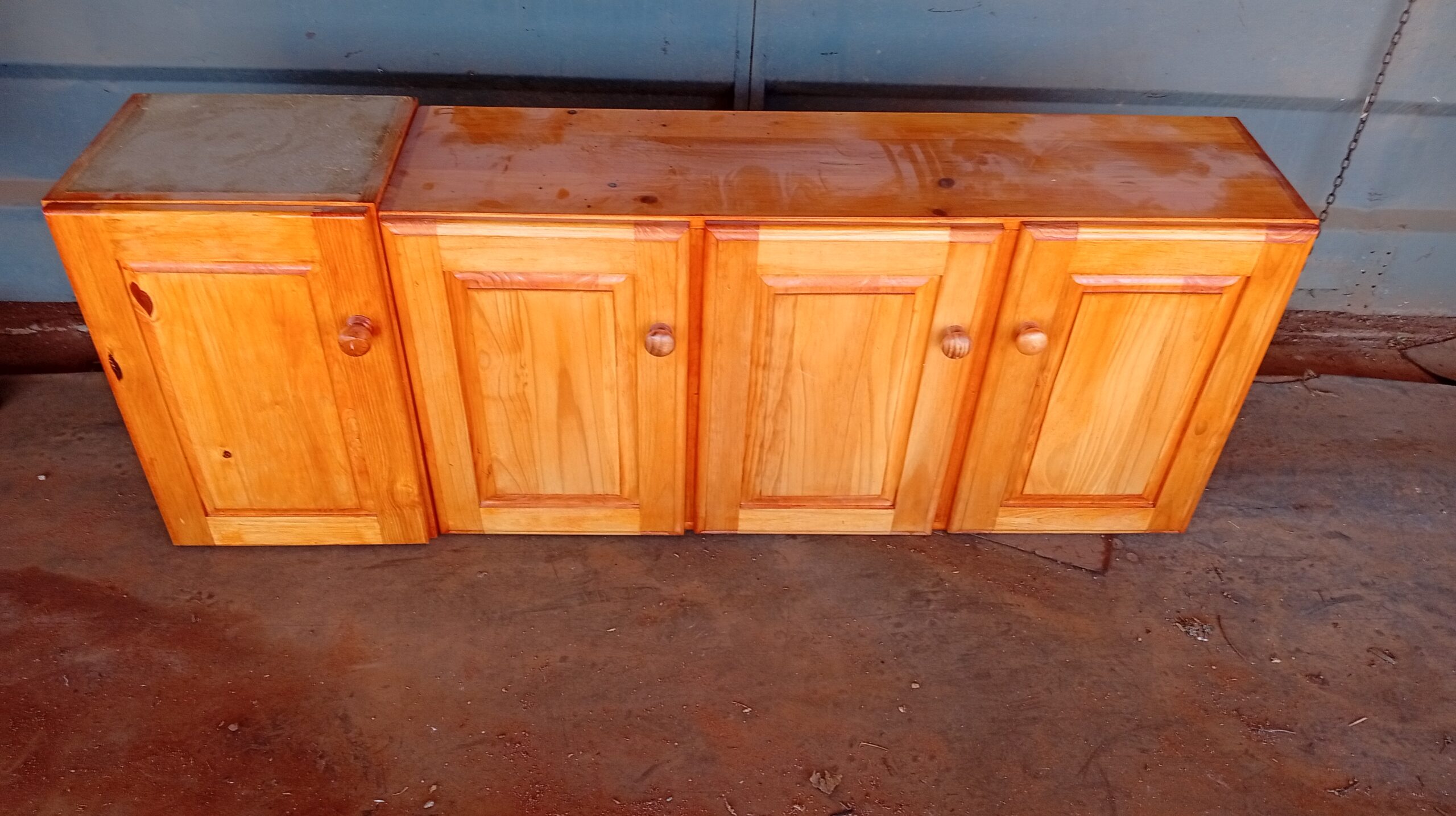 Four-Door Wooden Sideboard / Cabinet, 2m Long — Raised-Panel Doors