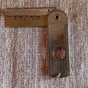 Vintage Folding Metal Utility Knife / Shaver — Aged Patina, Blade Present