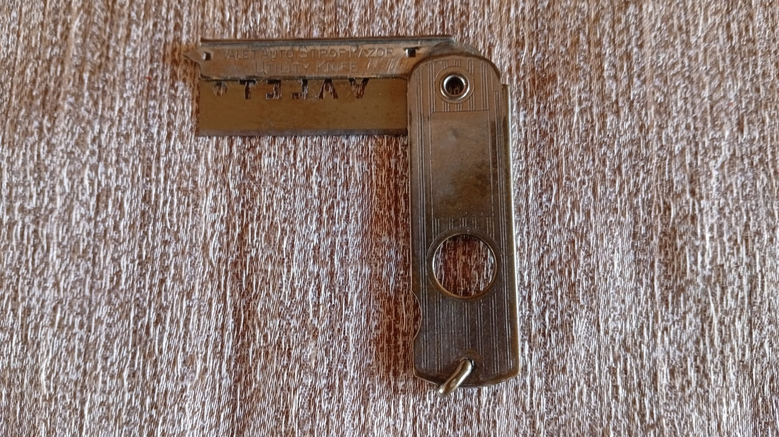 Vintage Folding Metal Utility Knife / Shaver — Aged Patina, Blade Present