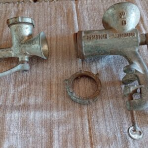 Pair of Vintage Cast-Metal Manual Meat Grinders (SPONG - LONDON)