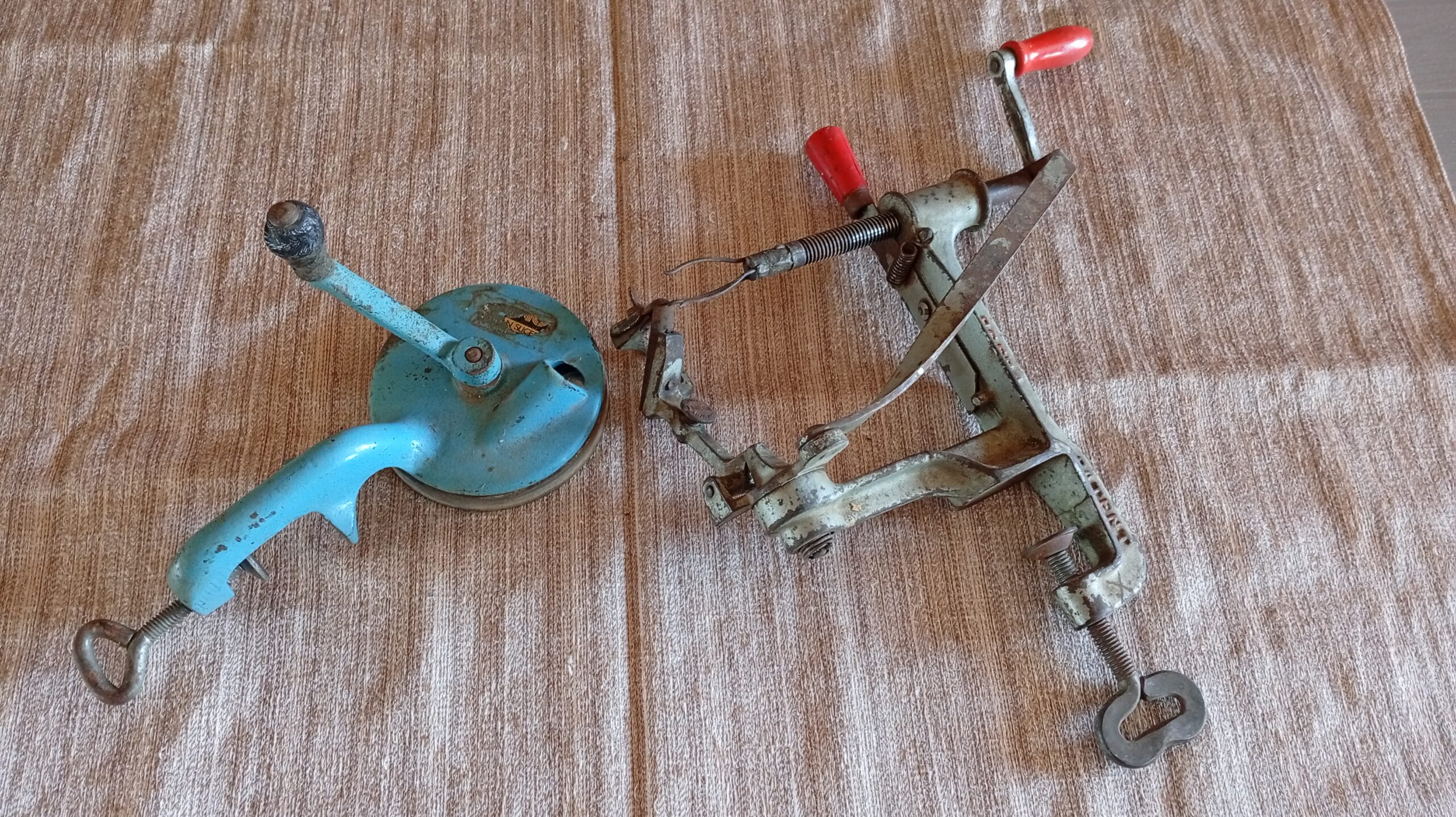 Pair of Vintage Clamp-Mount Bean Slicer & Circular Fruit Peeler (Set of 2)