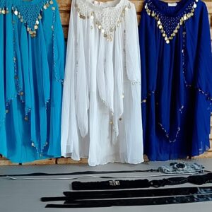 Set of 3 Decorated Belly Dance Chiffon Skirts with Accessories (10pc seller-claimed)