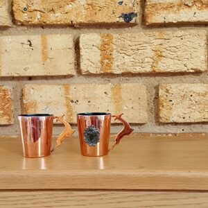 Set of 2 Mini Copper-Colour Decorative Mugs with Springbok Handles