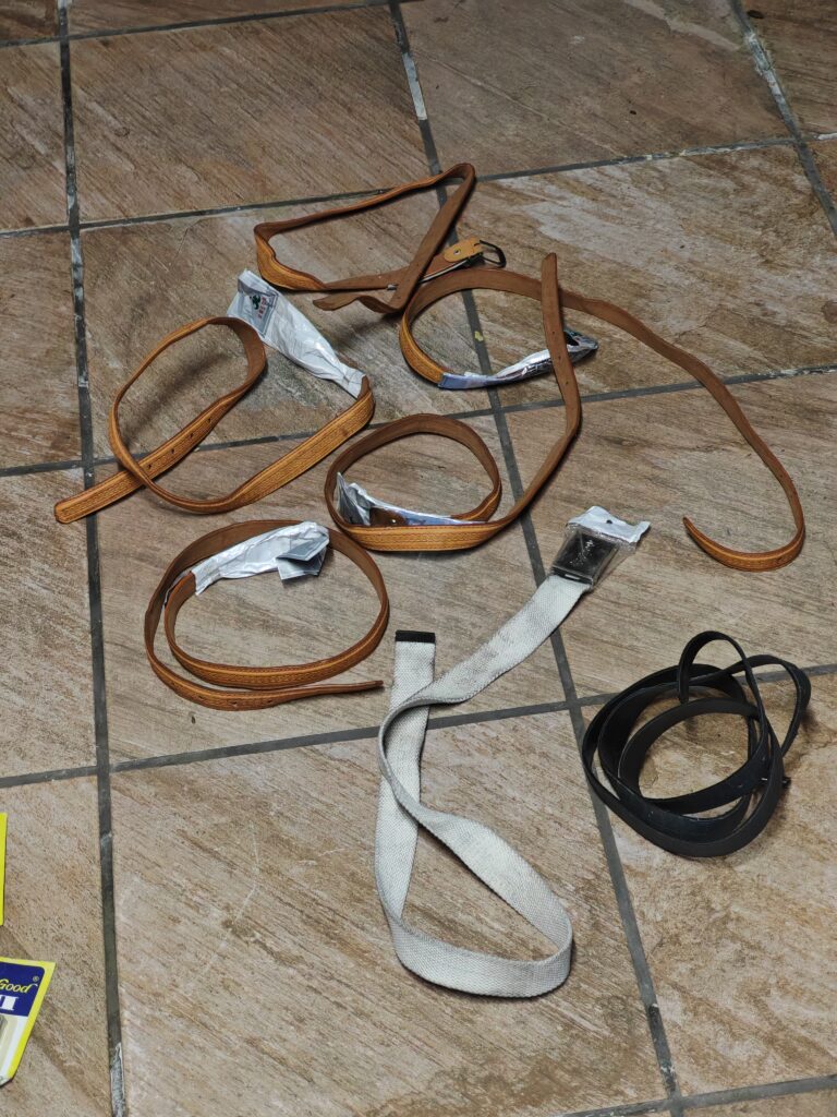 Lot of 7 Children’s Belts — Assorted Tan, White & Black, Used