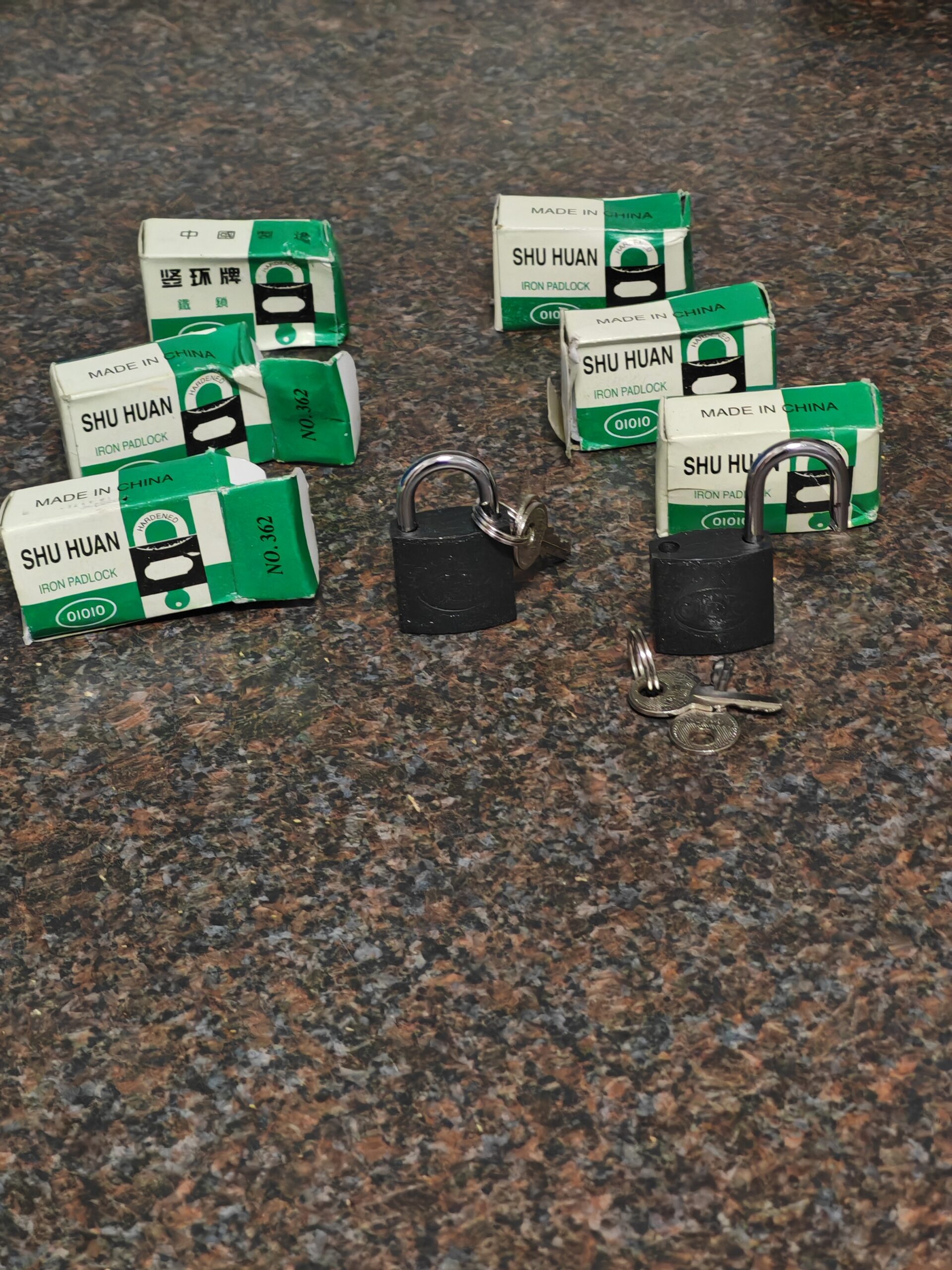 Lot of SHU HUAN Iron Padlocks with Keys and Retail Boxes (25mm )