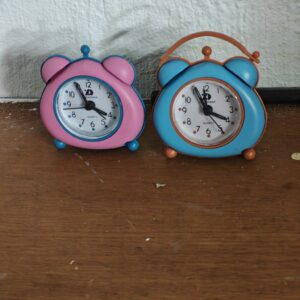 Pair of Small Bell-Style Analog Alarm Clocks (2)