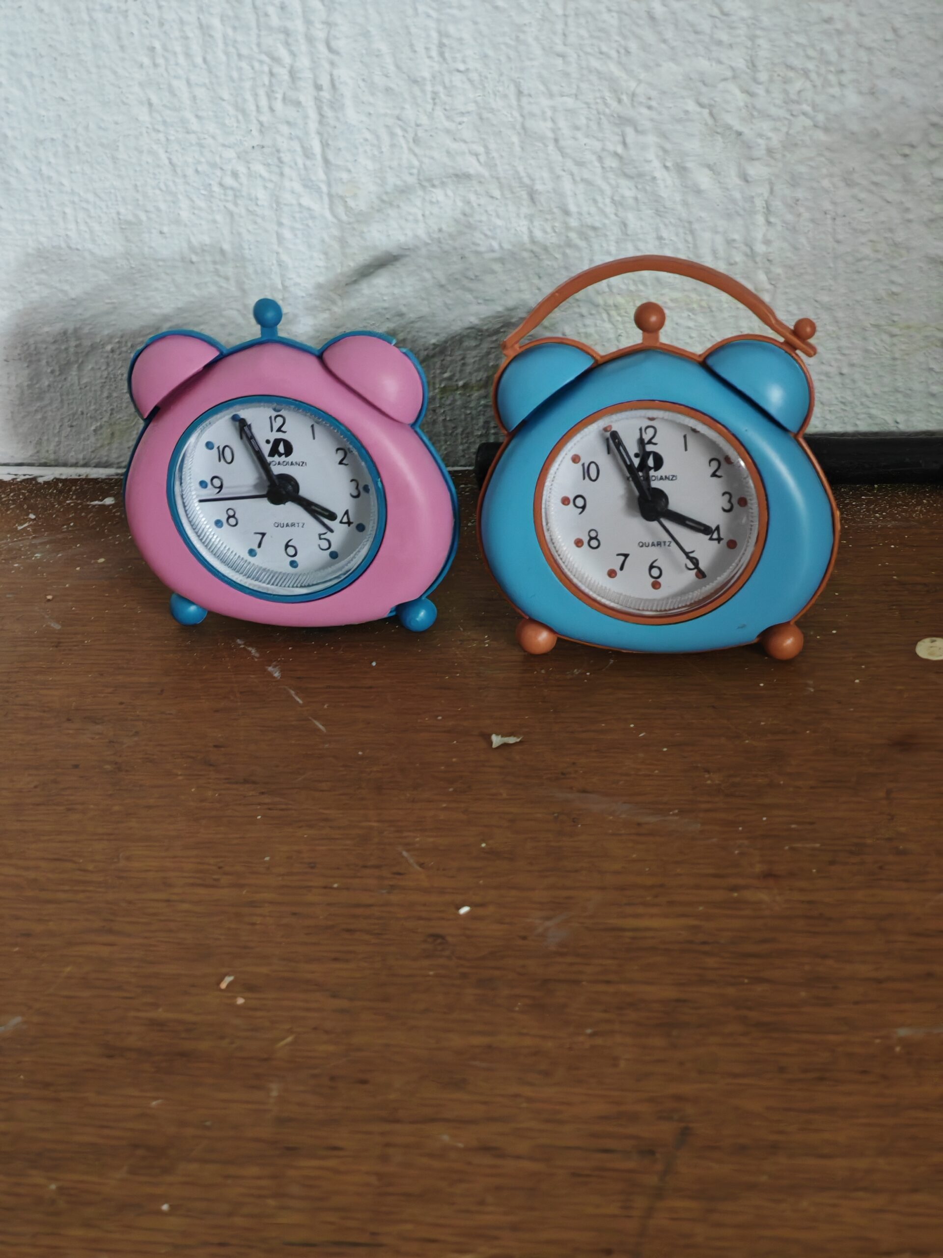 Pair of Small Bell-Style Analog Alarm Clocks (2)