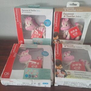 Set of 4 Infantino Squeeze & Teethe Zebra Infant Teethers (Boxed)