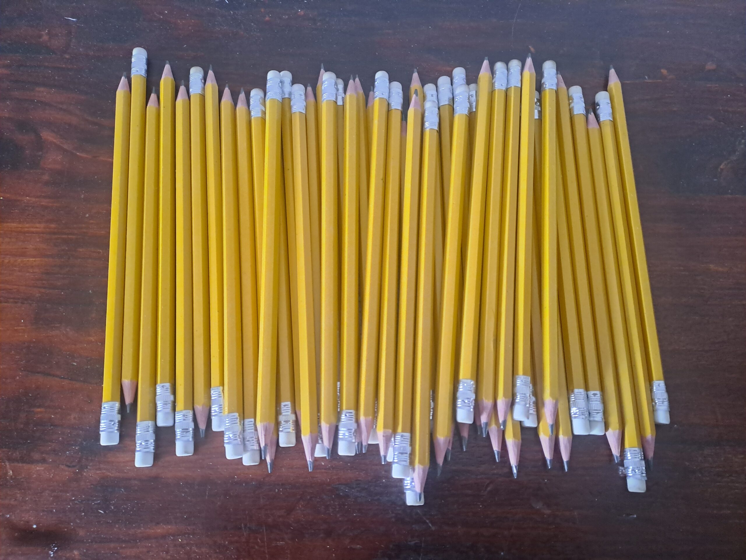 Bundle of 45 Yellow Pencils with Erasers & Ferrules