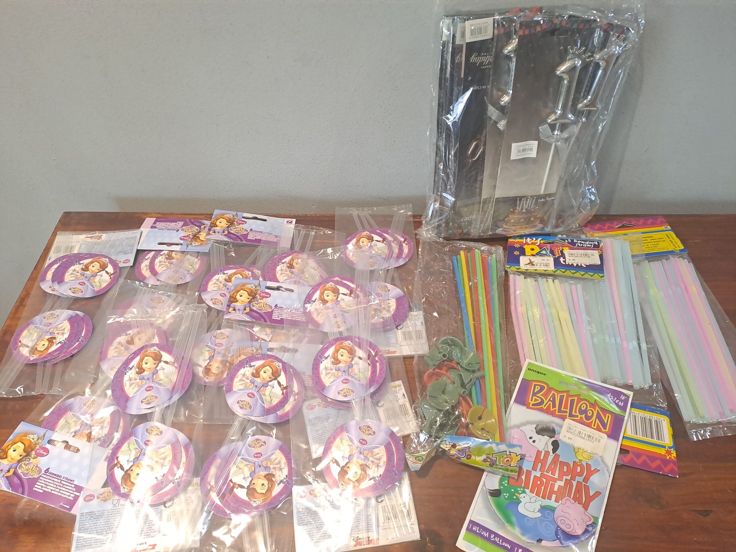 Mixed Party Supplies Bundle with Straws, Cake Picks & Number ‘1’ Toppers (Lot)