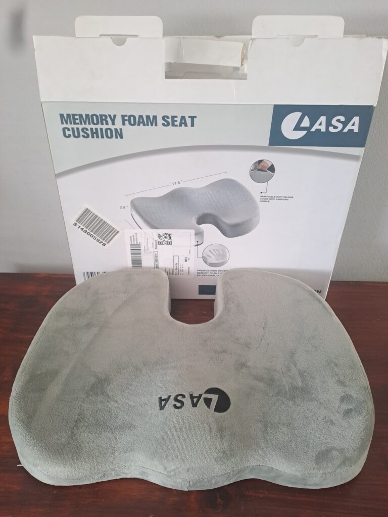 LASA Memory Foam Seat Cushion with Removable Velour Cover & Box (17.5″ x 2.8″)