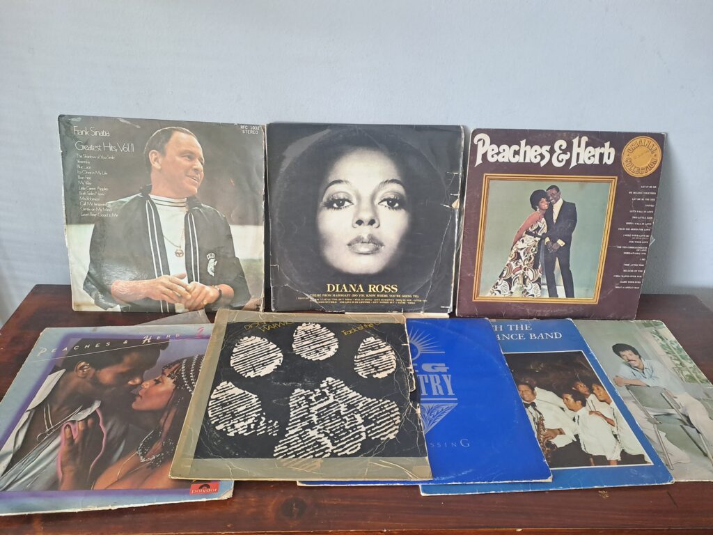 Lot of 8 Used Vinyl LPs — Assorted Artists (Diana Ross, Frank Sinatra, Peaches & Herb visible)