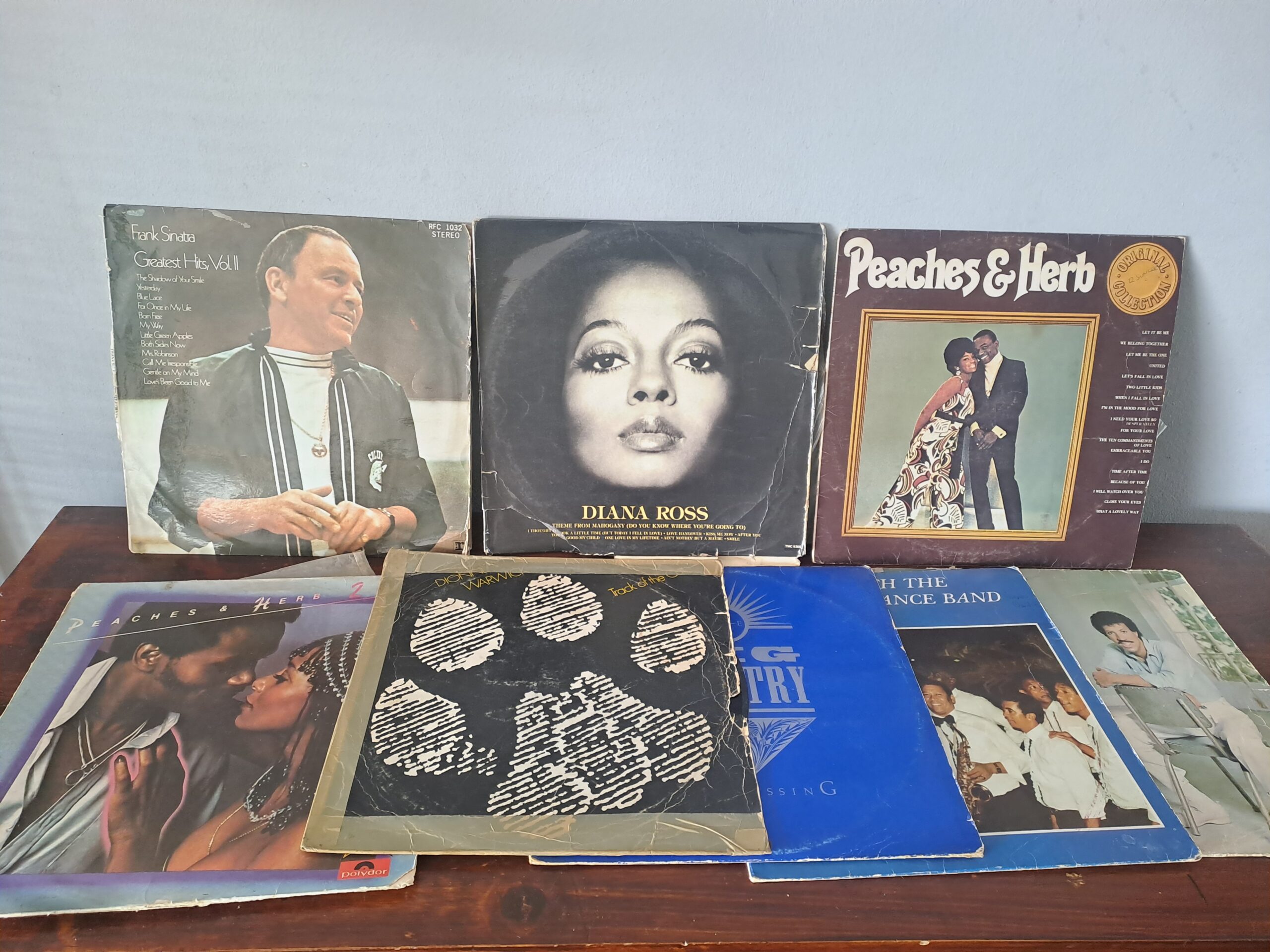 Lot of 8 Used Vinyl LPs — Assorted Artists (Diana Ross, Frank Sinatra, Peaches & Herb visible)
