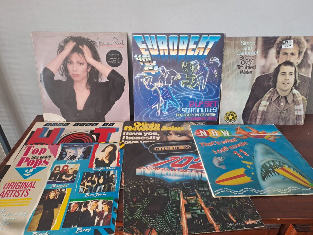 Mixed lot of vinyl records — assorted album cover sleeves (8 visible)