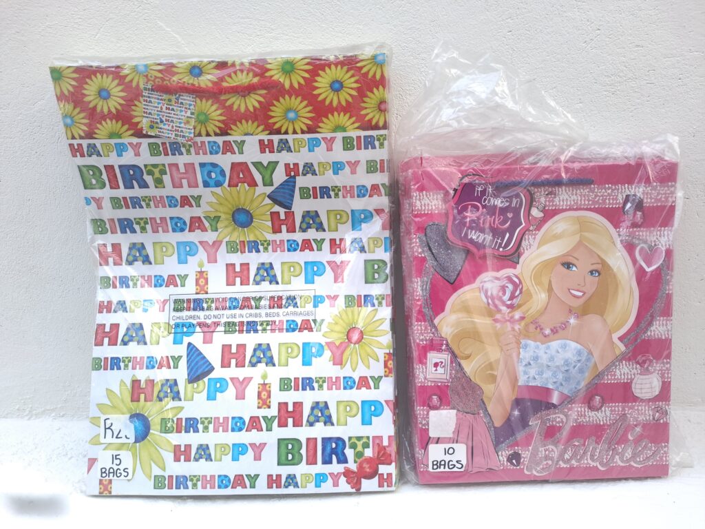 Two Packs of Packaged Birthday Gift Bags — 25 Bags (15 + 10), Sealed