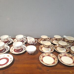 Two Matching Fine Bone China Coffee/Tea Cup & Saucer Sets (approx. 20–22 pcs)