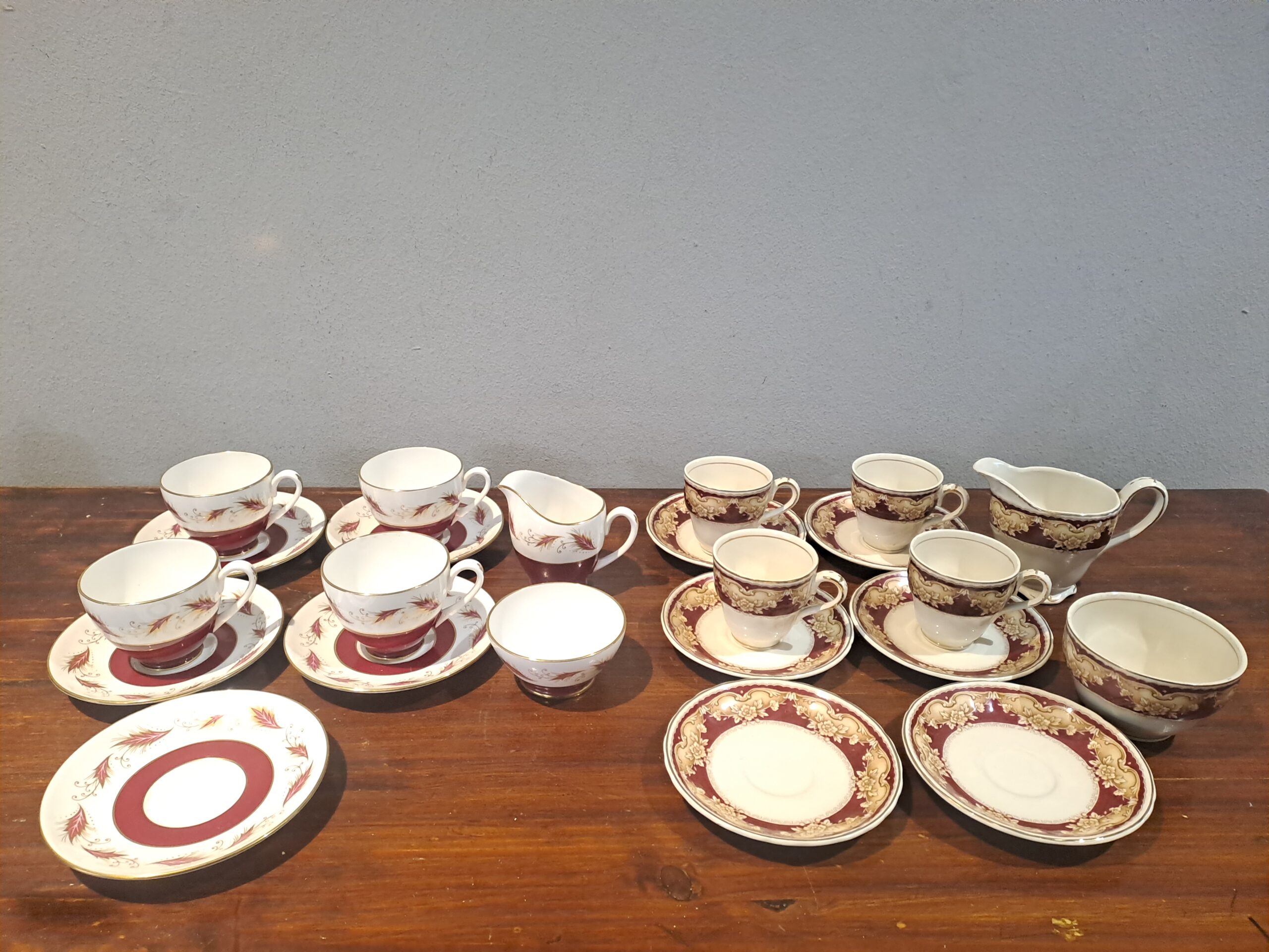 Two Matching Fine Bone China Coffee/Tea Cup & Saucer Sets (approx. 20–22 pcs)