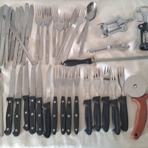 Bulk Lot of Assorted Kitchen Cutlery & Utensils – Mixed Stainless Steel, Steak Knives, Openers & More