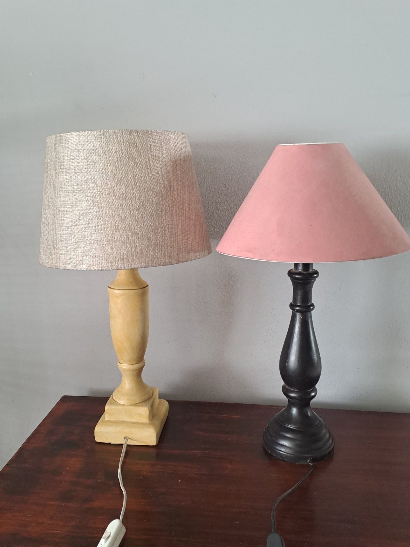 Pair of Working Table Lamps – Mixed Base Colours, 53cm Tall
