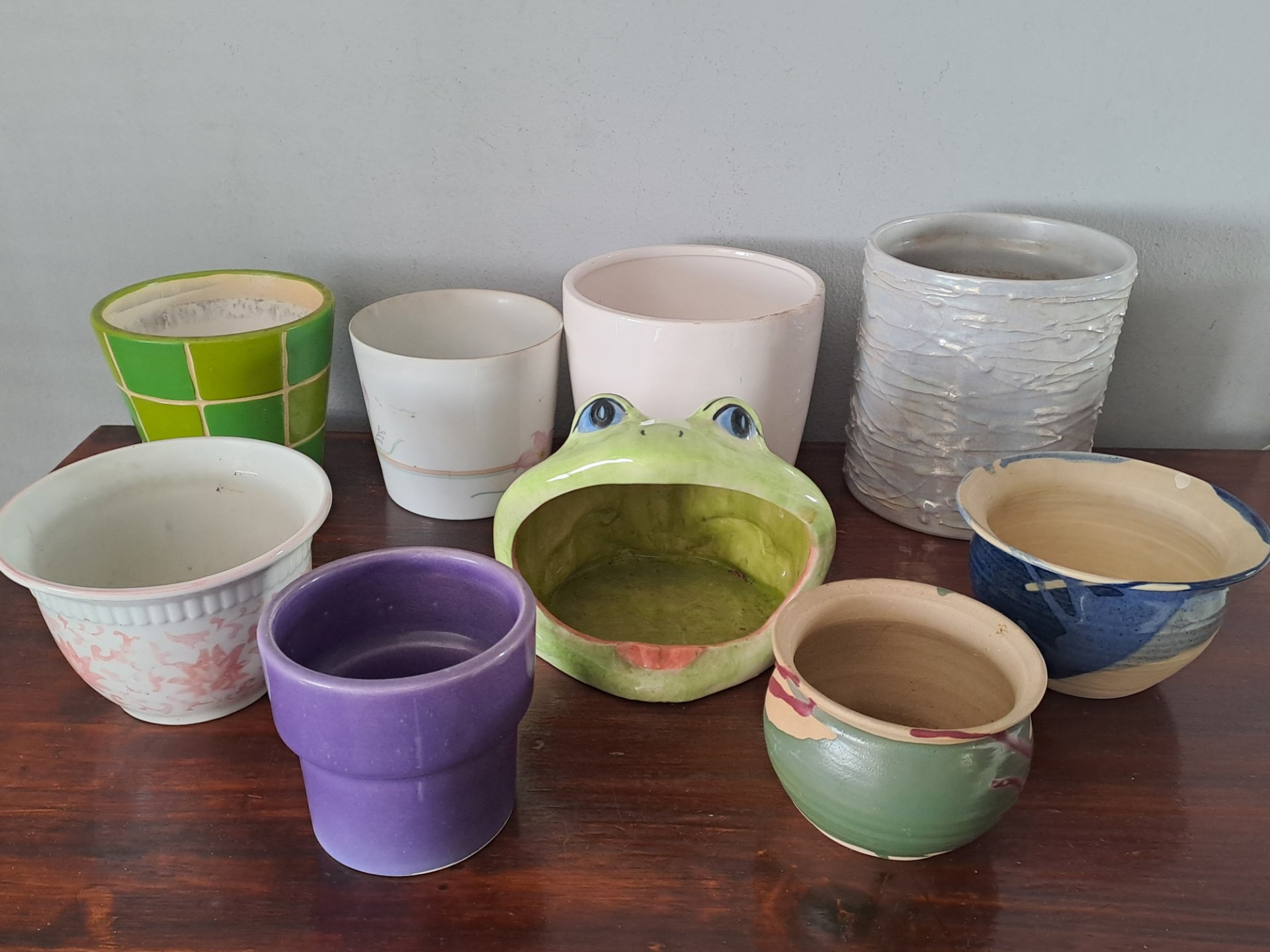 Bulk Lot of 11 Assorted Ceramic and Pottery Plant Pots – Mixed Sizes & Styles