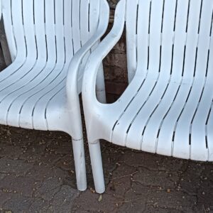 Pair of White Outdoor Chairs (2) — Used Garden Seating, Plastic-look