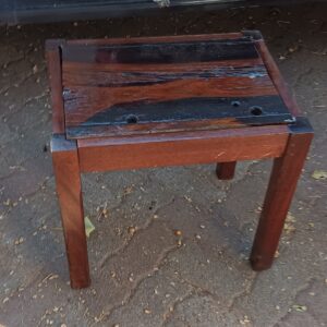 Small Rectangular Wooden Stool / Low Table with Slatted Top and Holes