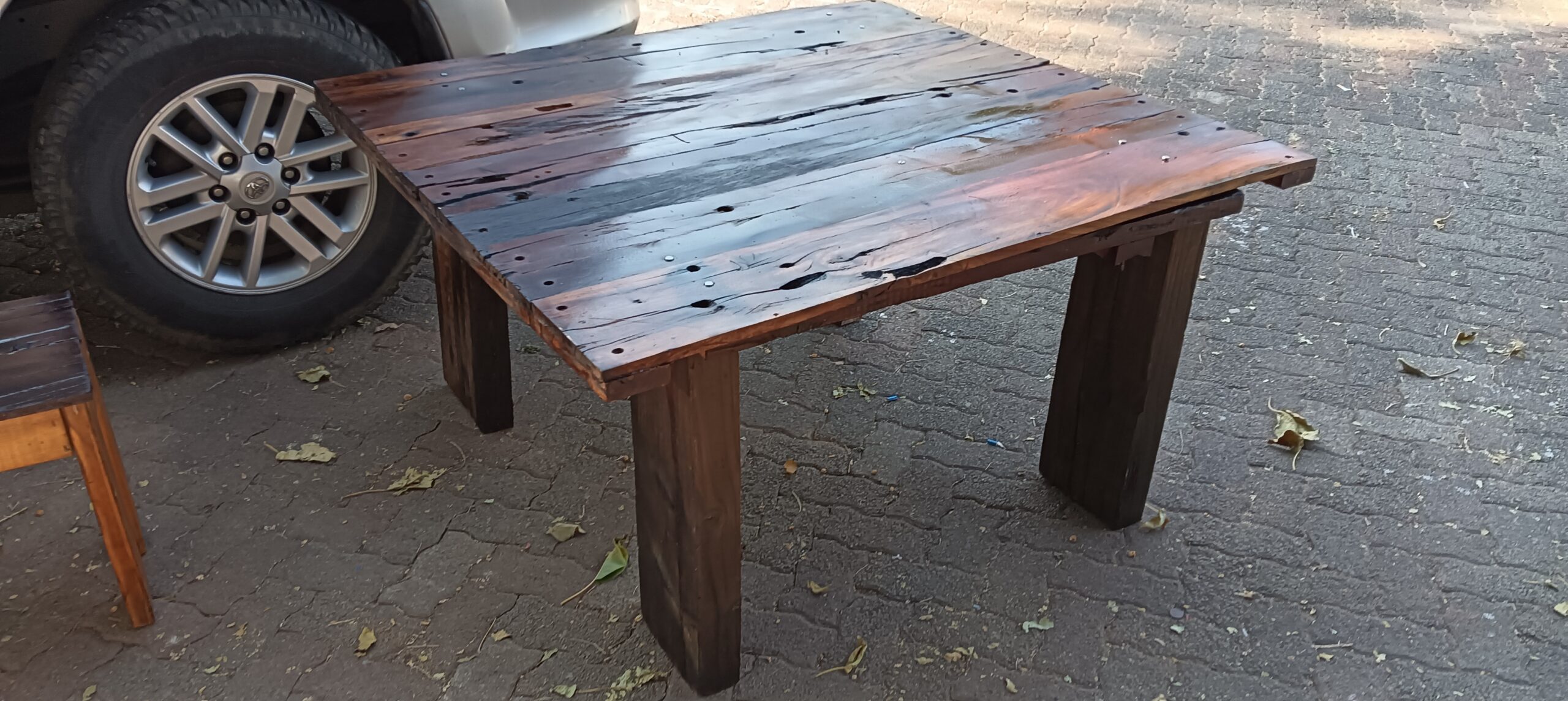 Large Solid-Wood Sleeper Coffee Table — Heavy, Indoor or Outdoor Use
