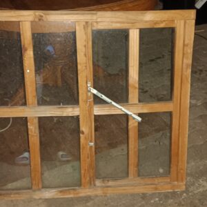 Wooden Multi-Pane Window Frame with Glass and Hinge (90 x 85)