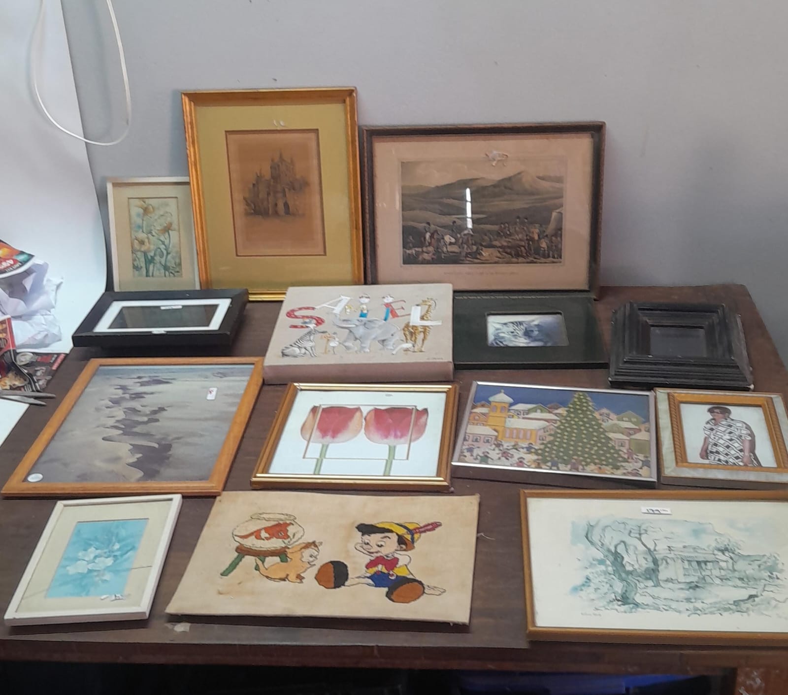 Mixed Lot of 14 Framed Pictures & Artworks — Various Sizes