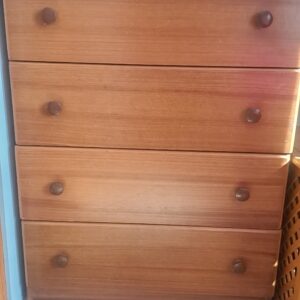 Brown Wooden Chest of Drawers — 4-Drawer, Good Cosmetic Condition