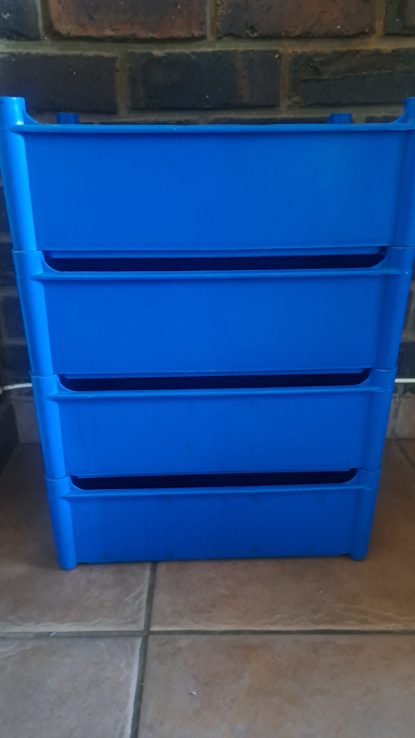 Blue Stackable 4-Drawer Plastic Storage Unit