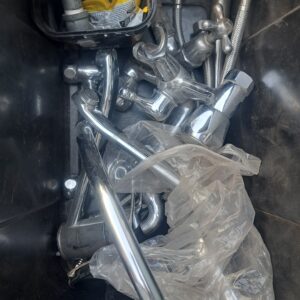 Mixed lot of chrome-colour taps, spouts & plumbing fittings (approx. 8–12 pcs)