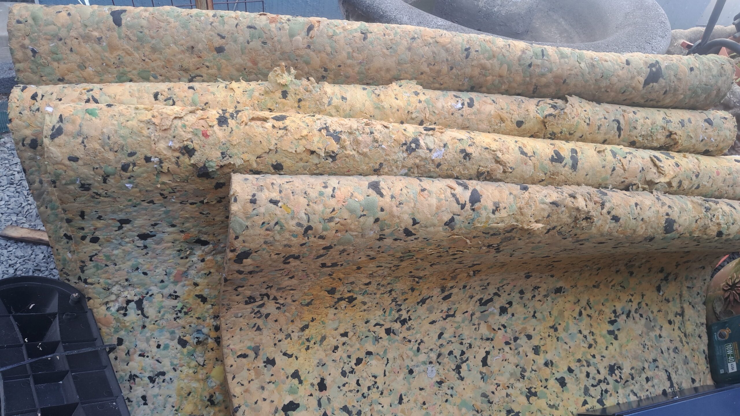 Bundle of 6 Used Bonded-Foam Padding Sheets — Beige with Multicolour Flecks