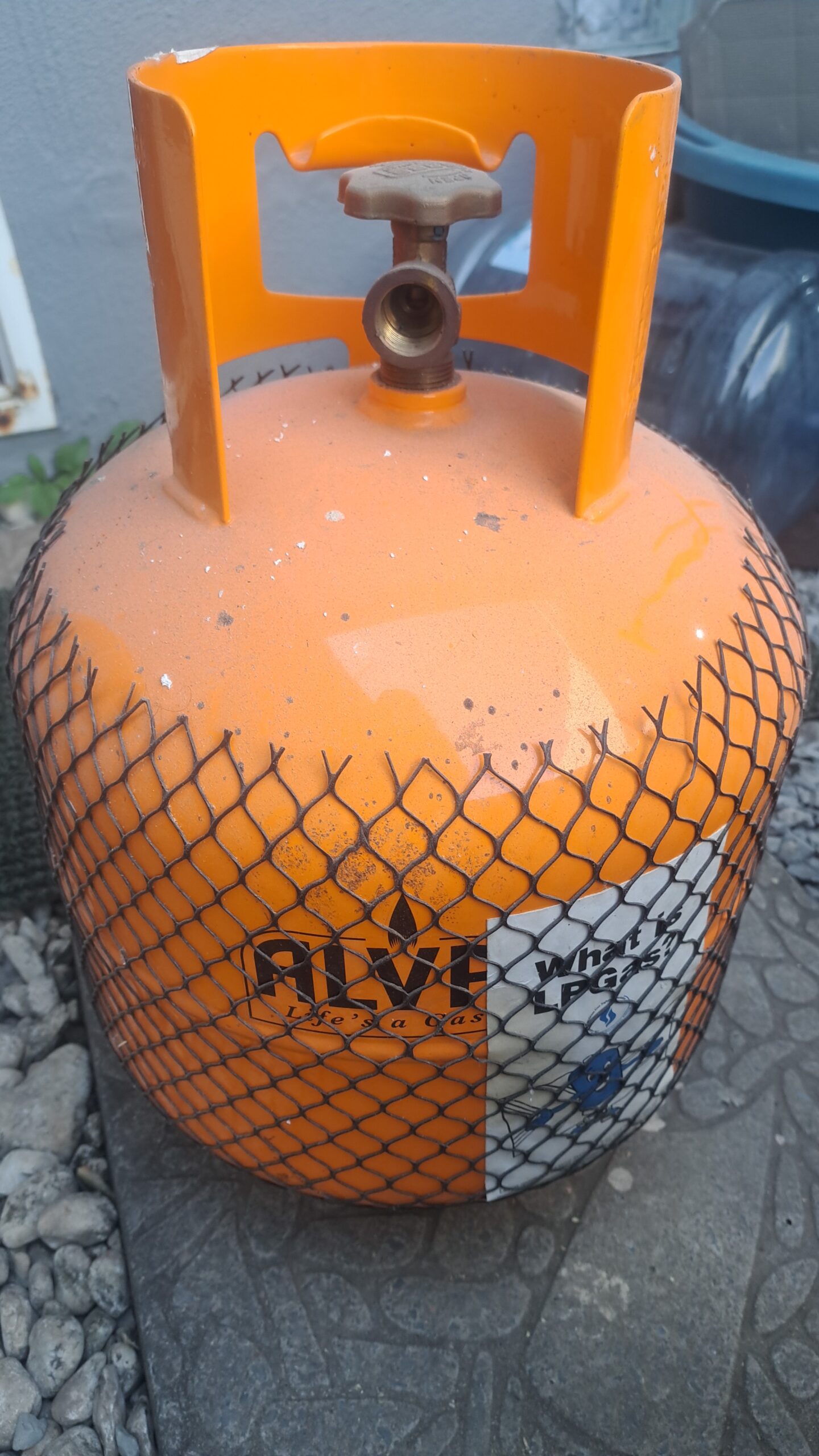 Orange Portable Gas Cylinder with Protective Collar & Valve (1pc)