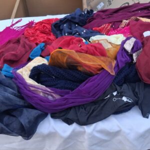 Bundle of Mixed Scarves — Assorted Colours & Fabrics (15–25 pcs est.)